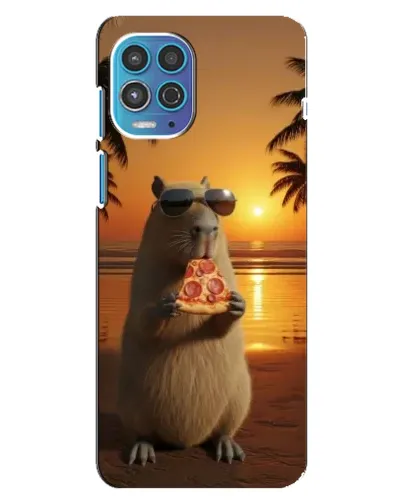 Чехол для Motorola MOTO G100 с картинкой «Капибара с пиццей»