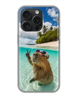 Чехол для Motorola Moto G100S с картинкой «Капибара на море»