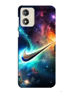 Чехол для Motorola MOTO G13 с картинкой «Космический Nike Swoosh»