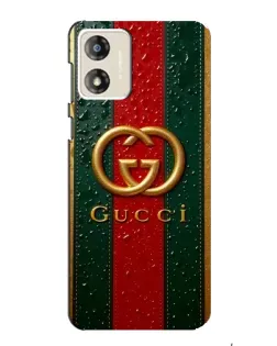 Чохол для Motorola MOTO G13 з картинкою «Gucci — фірмова смуга та золото»