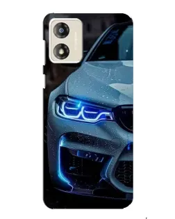 Чехол для Motorola MOTO G13 с картинкой «Взгляд BMW с синими фарами»