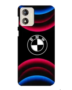 Чехол для Motorola MOTO G13 с картинкой «Логотип BMW и неоновые дуги»