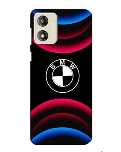 Чехол для Motorola MOTO G13 с картинкой «Логотип BMW и неоновые дуги»