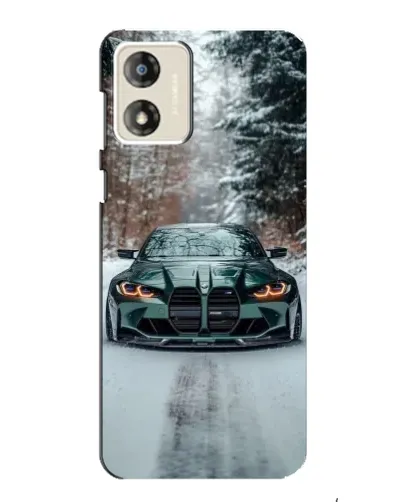 Чехол для Motorola MOTO G13 с картинкой «BMW в зимнем лесу»