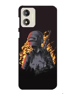 Чехол для Motorola MOTO G13 с картинкой «PUBG — огненный силуэт»