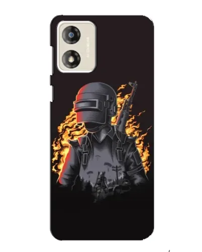 Чехол для Motorola MOTO G13 с картинкой «PUBG — огненный силуэт»