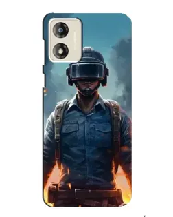 Чехол для Motorola MOTO G13 с картинкой «PUBG — реалистичный герой»