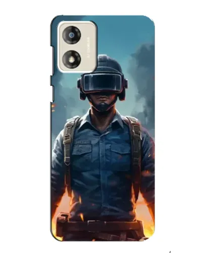 Чехол для Motorola MOTO G13 с картинкой «PUBG — реалистичный герой»