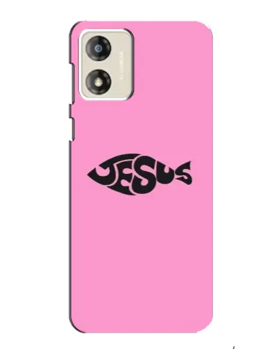 Чехол для Motorola MOTO G13 с картинкой «Розовый символ  Jesus»