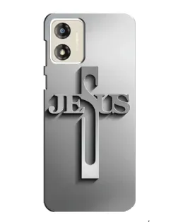 Чехол для Motorola MOTO G13 с картинкой «Металлический крест Jesus»
