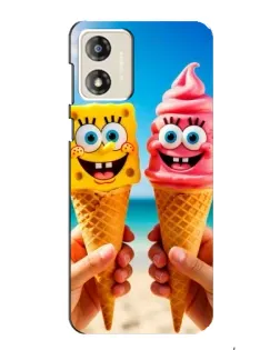Чехол для Motorola MOTO G13 с картинкой «Спанч Боб мороженое»
