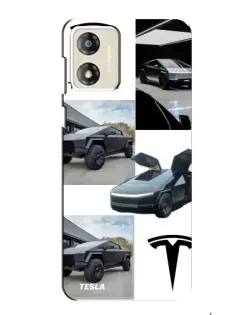 Чехол для Motorola MOTO G13 с картинкой «Коллаж Cybertruck Tesla»
