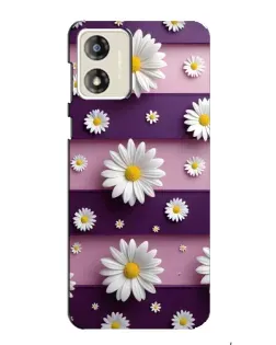 Чехол для Motorola MOTO G13 с картинкой «Ромашки на фиолетовом»