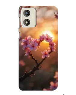 Чехол для Motorola MOTO G13 с картинкой «Розовый цвет сердце на фоне заката»