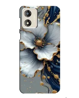 Чехол для Motorola MOTO G13 с картинкой «Белый цветок и золотой флюид»