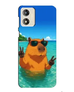 Чехол для Motorola MOTO G13 с картинкой «Морская капибара»