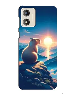 Чехол для Motorola MOTO G13 с картинкой «Закат солнца с капибарой»