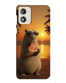 Чехол для Motorola MOTO G13 с картинкой «Капибара с пиццей»