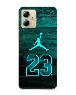 Чехол для Motorola MOTO G14 с картинкой «Jordan Cyan 23»