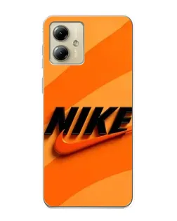 Чехол для Motorola MOTO G14 с картинкой «Оранжевый драйв Nike»