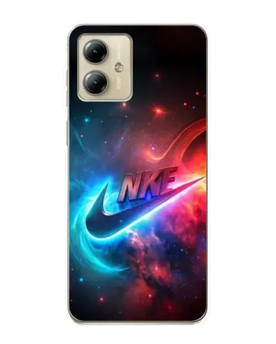 Чехол для Motorola MOTO G14 с картинкой «Огненный логотип Nike»