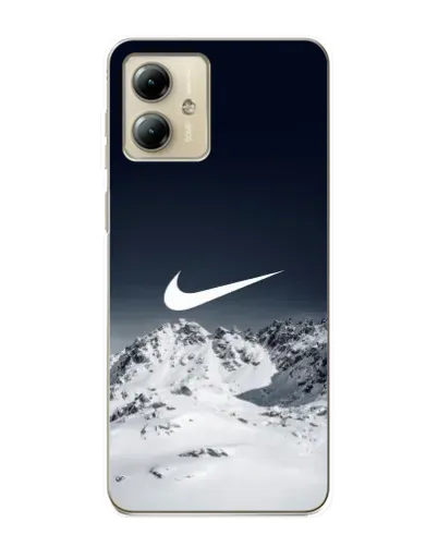 Чехол для Motorola MOTO G14 с картинкой «Nike — зимние горы»