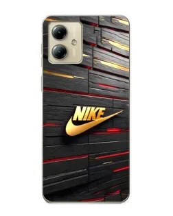 Чехол для Motorola MOTO G14 с картинкой «Золотой Nike на металле»