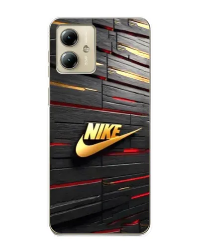 Чехол для Motorola MOTO G14 с картинкой «Золотой Nike на металле»