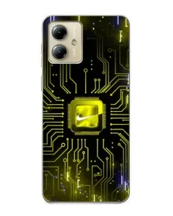 Чехол для Motorola MOTO G14 с картинкой «Nike — золотая искра»