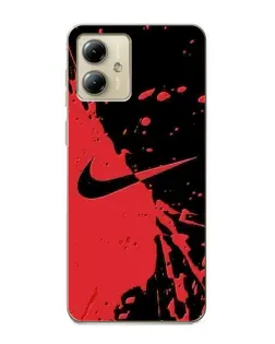 Чехол для Motorola MOTO G14 с картинкой «Красные брызги Nike»