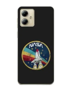 Чехол для Motorola MOTO G14 с картинкой «NASA — эмблема миссии»