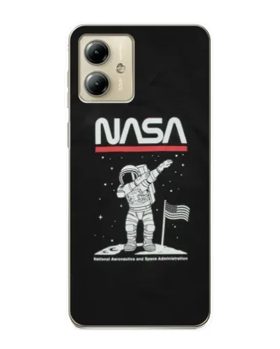 Чехол для Motorola MOTO G14 с картинкой «NASA — шагаем по Луне»