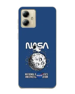 Чехол для Motorola MOTO G14 с картинкой «NASA — лунная миссия»