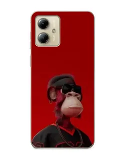 Чехол для Motorola MOTO G14 с картинкой «Bored Ape в красном»
