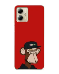 Чехол для Motorola MOTO G14 с картинкой «Bored Ape — красный фон»