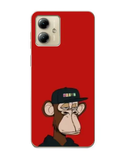 Чехол для Motorola MOTO G14 с картинкой «Bored Ape — красный фон»
