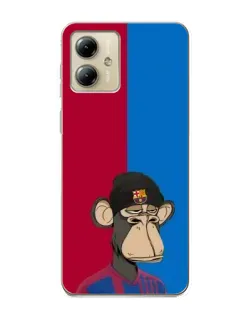 Чехол для Motorola MOTO G14 с картинкой «Bored Ape — фанат Барсы»