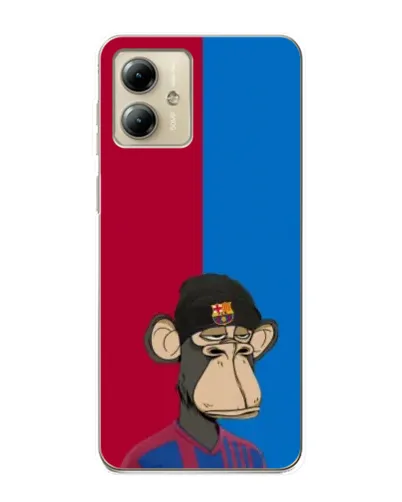 Чехол для Motorola MOTO G14 с картинкой «Bored Ape — фанат Барсы»