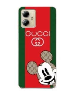 Чехол для Motorola MOTO G14 с картинкой «Gucci — полосы и Микки»