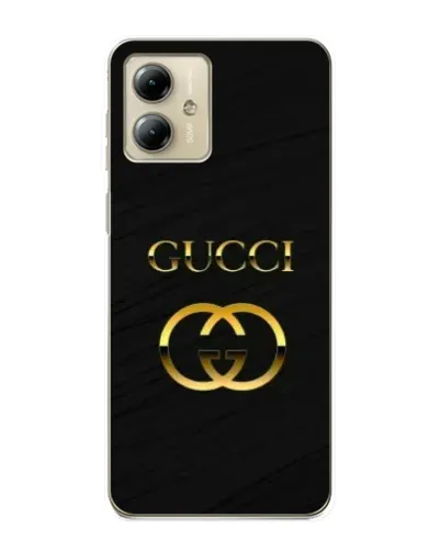 Чехол для Motorola MOTO G14 с картинкой «Золотой логотип Gucci»