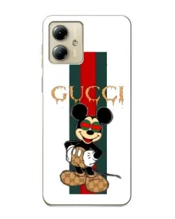 Чехол для Motorola MOTO G14 с картинкой «Микки Маус Gucci — полосы»