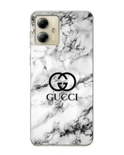 Чехол для Motorola MOTO G14 с картинкой «Gucci — мраморный шик»