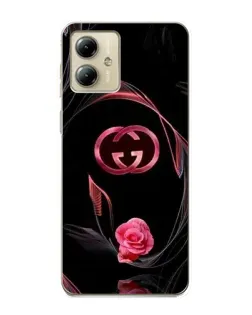 Чехол для Motorola MOTO G14 с картинкой «Gucci — неоновая роза»