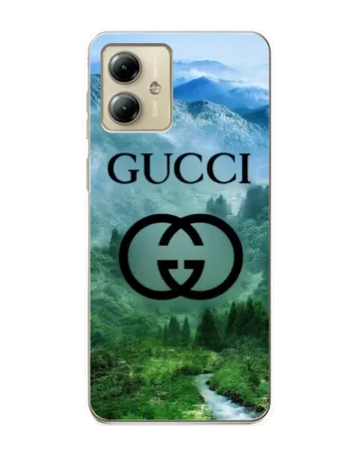 Чехол для Motorola MOTO G14 с картинкой «Gucci — горный пейзаж»