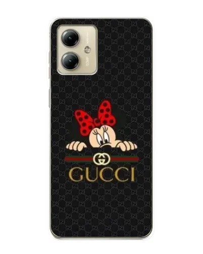 Чехол для Motorola MOTO G14 с картинкой «Минни Маус Gucci — черный»