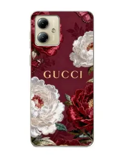 Чехол для Motorola MOTO G14 с картинкой «Gucci — бордовые розы»