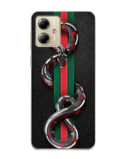 Чехол для Motorola MOTO G14 с картинкой «Gucci — змея на полосе»