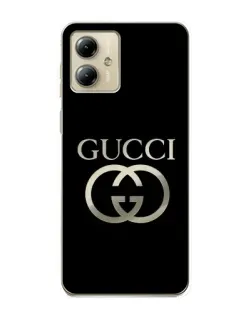 Чехол для Motorola MOTO G14 с картинкой «Gucci — золото на черном»