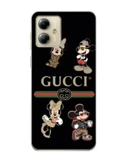 Чехол для Motorola MOTO G14 с картинкой «Gucci — герои Disney и монограмма»