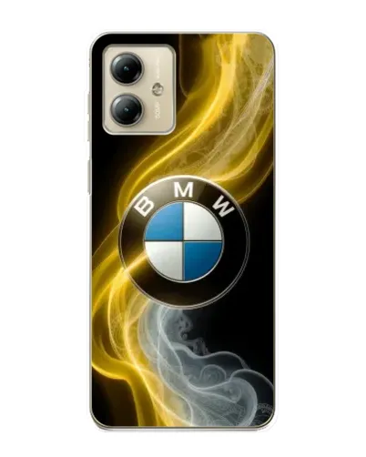 Чехол для Motorola MOTO G14 с картинкой «Золотистый дым BMW»